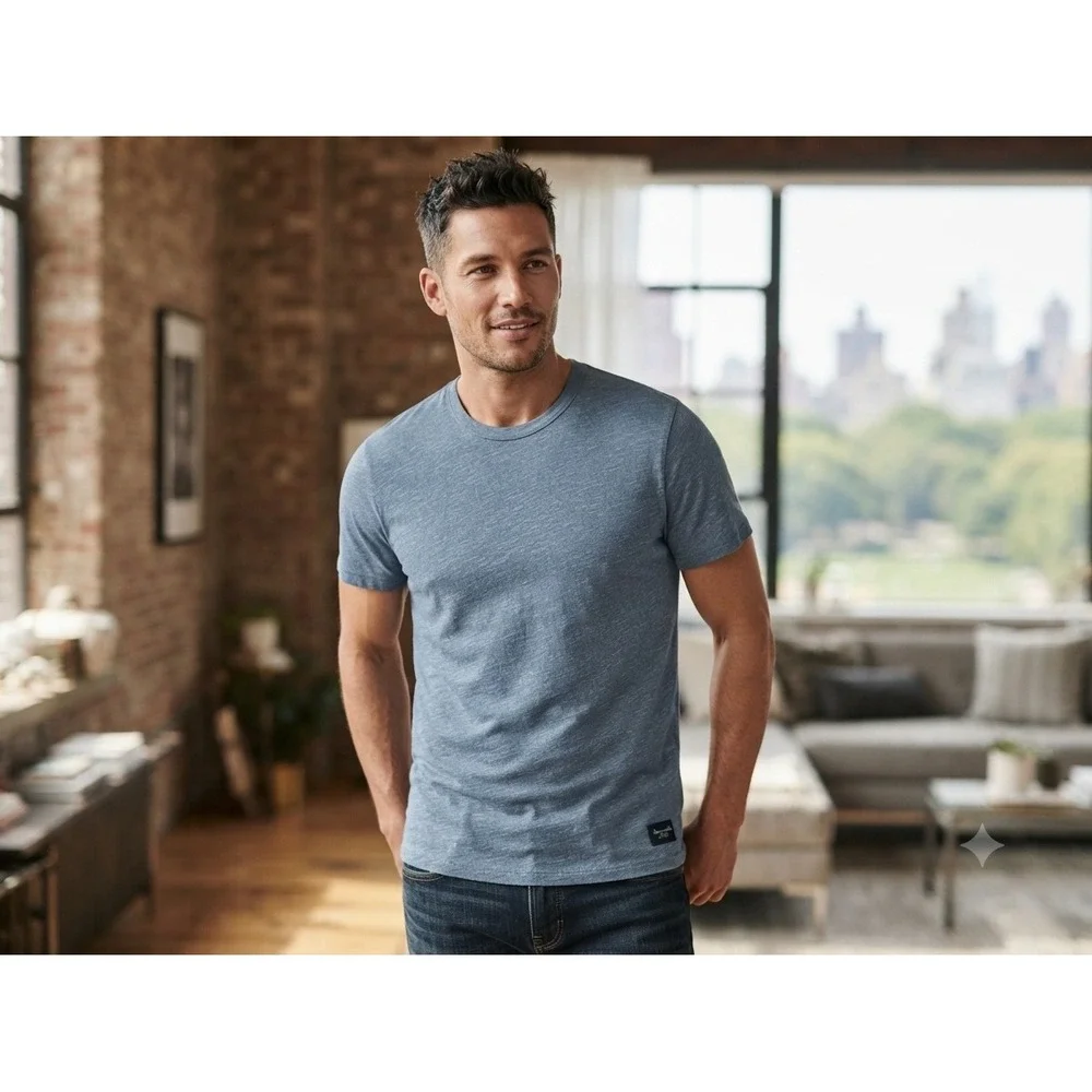 Abercrombie & Fitch Mens XXL Soft Tee Blue Heather Short Sleeve Crewneck T-Shirt